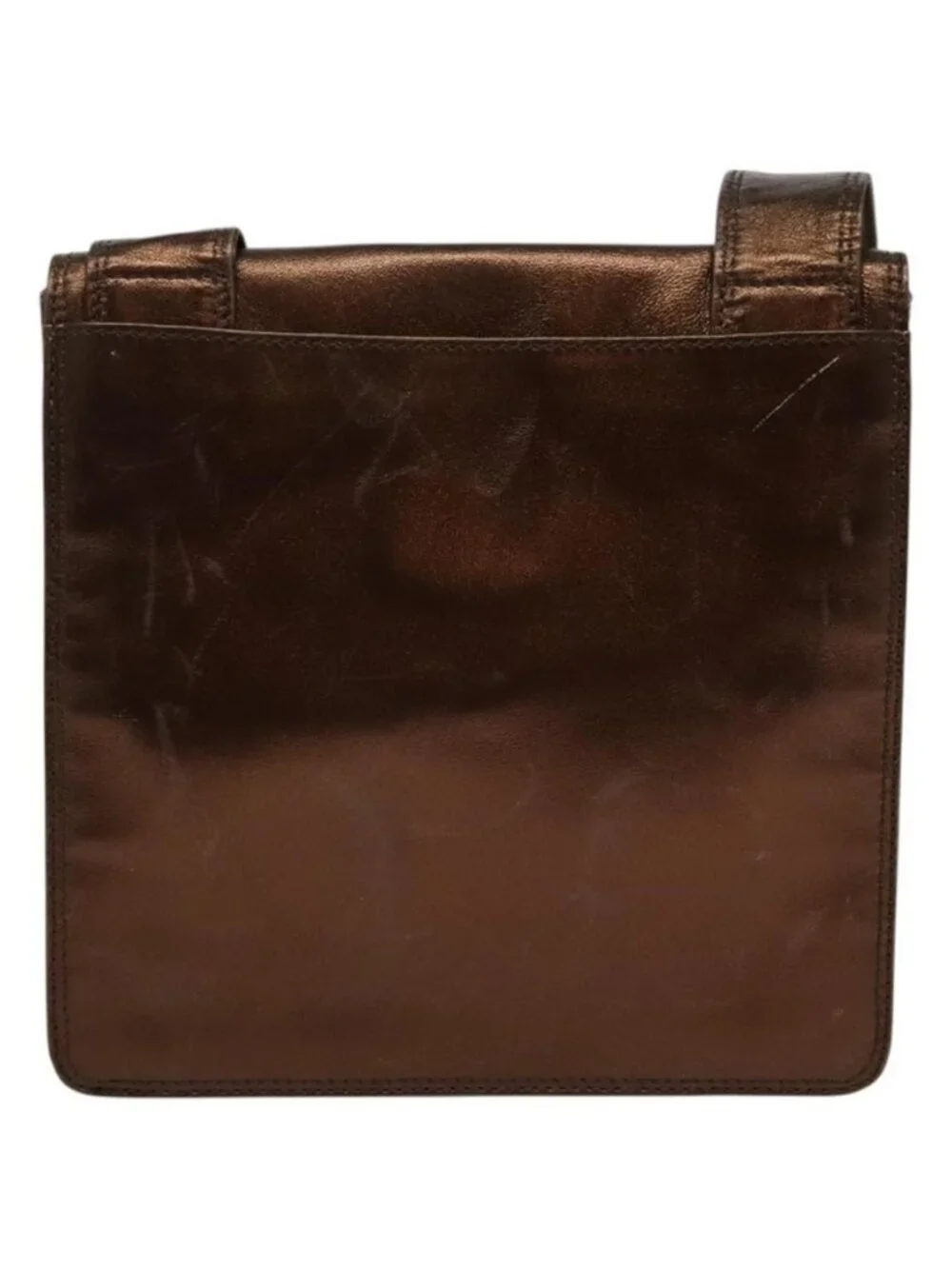 Authentic CHANEL Shoulder Bag Leather Brown CC